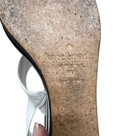 Kate Spade Bina white leather straps women's wedge sandals size 9 - Picture 12 of 12